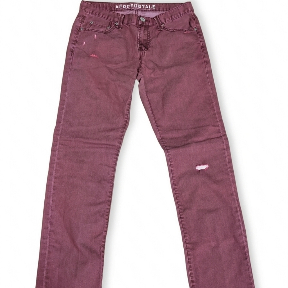 Aeropostale Men's Bowery Slim Straight Chino Pants 30x32 Burgundy Maroon
